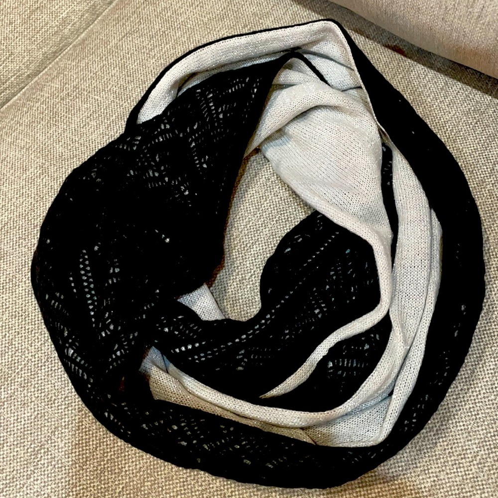 Designer Infinity Scarf in  Black and Silver